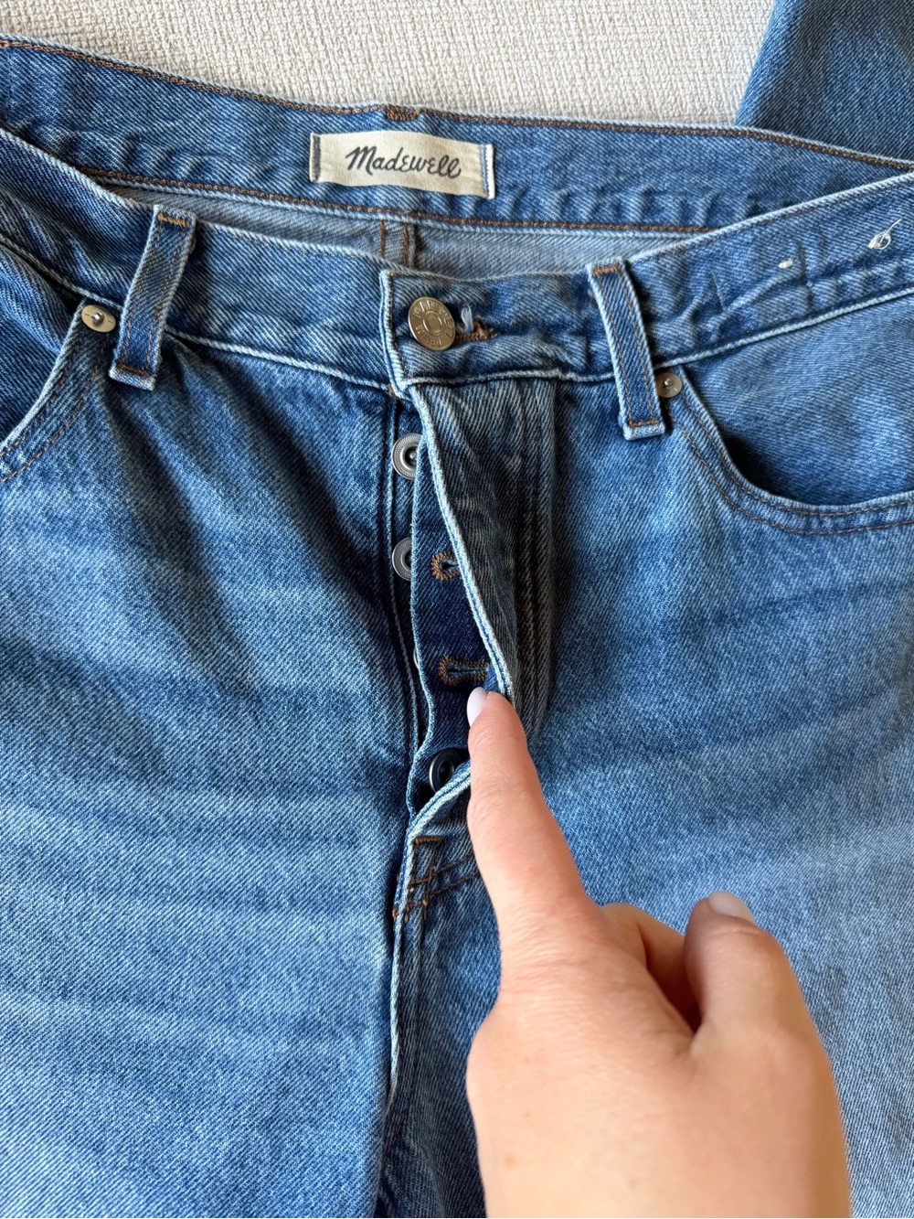 Madewell low slung Straight Leg Jeans in Medium Blue Wash 29 - Picture 7 of 12